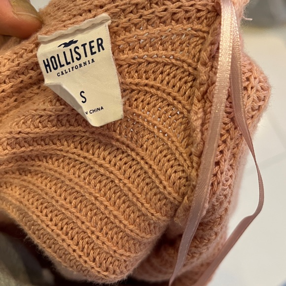 Peach 2-in-1 Knit Crop Sweater Rose Pink Boho Anthro Kawaii Knot Off Shoulder S - Picture 14 of 14